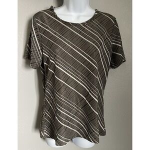 Kathy Ireland Short Sleeve Shirt Womens Size Large Brown Lightweight Blouse